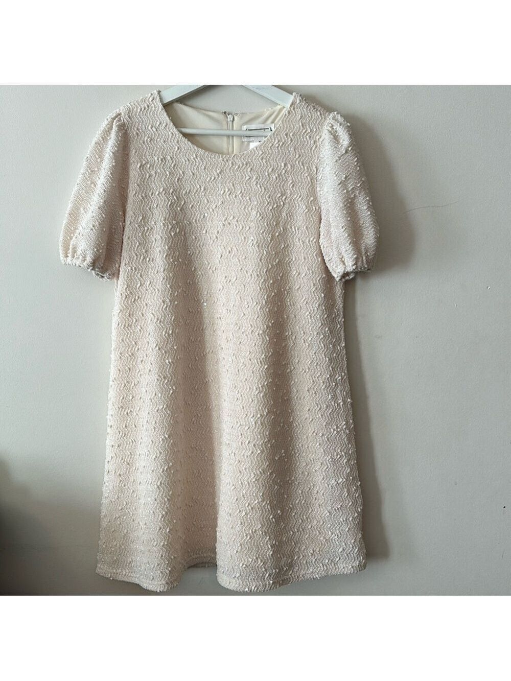Love Riche Textured Fabric Sheath Cream Mini Dress